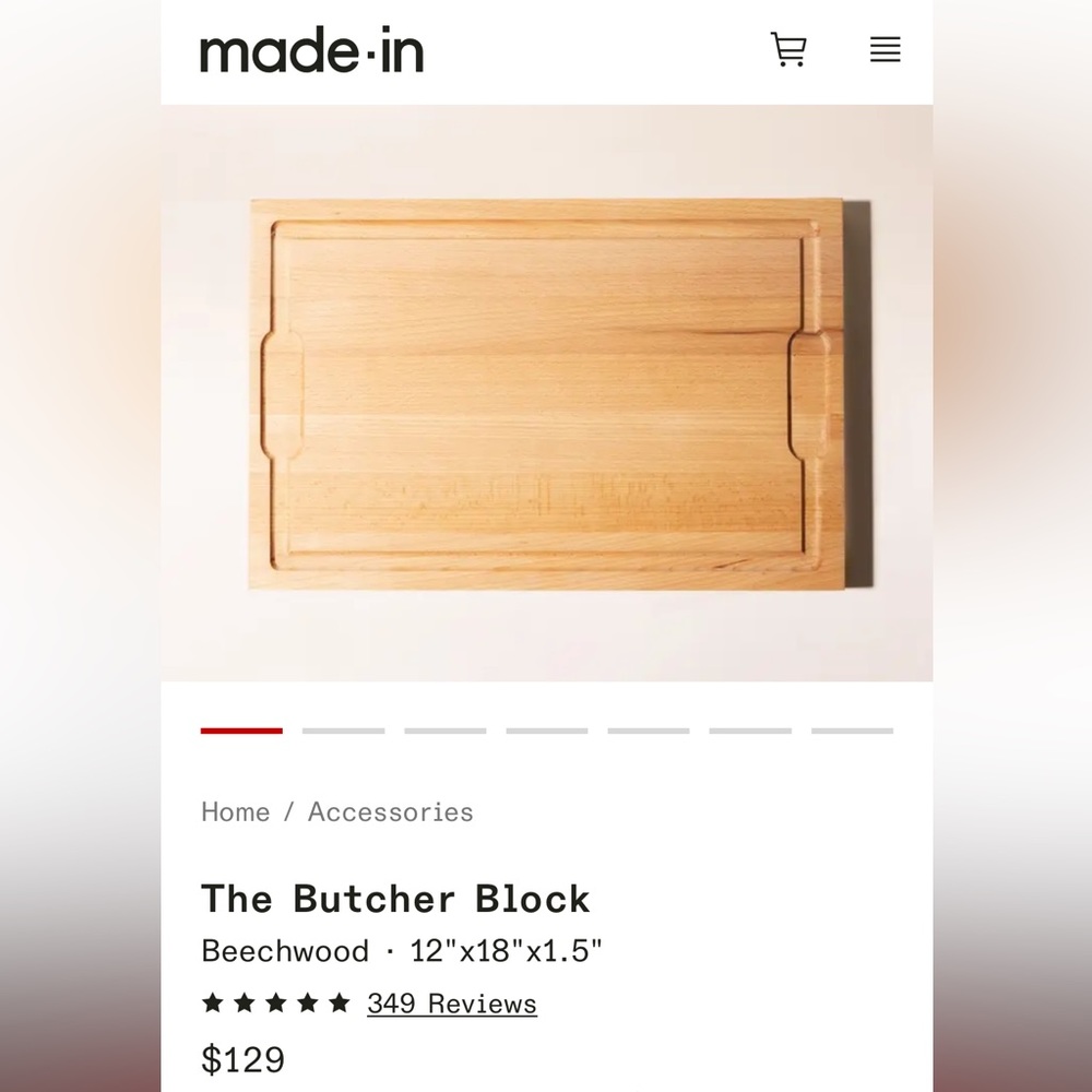 Made in Butcher Block Wood Cutting Board